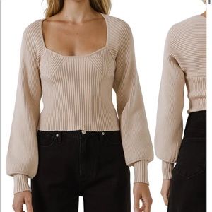 Endless Rose - Ribbed Bishop Sleeve Top